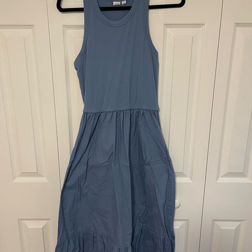 GAP Sleeveless Dusty Blue Midi Dress